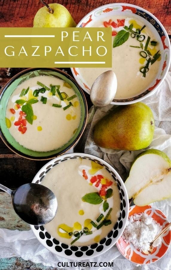 Spanish Cold Soup with a Fruity Twist | Refreshing Savory Pear Gazpacho