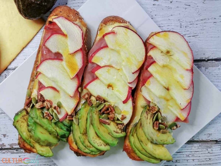 Apple Avocado Cheese and Ham sandwich