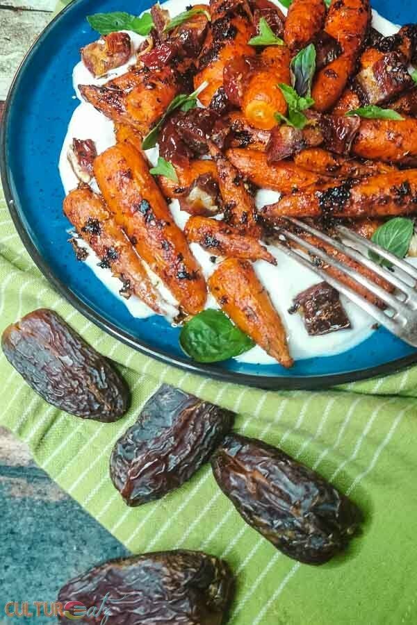 spicy roasted carrots dates with yogurt