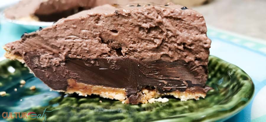 No Bake Double Layer Chocolate Pie slice